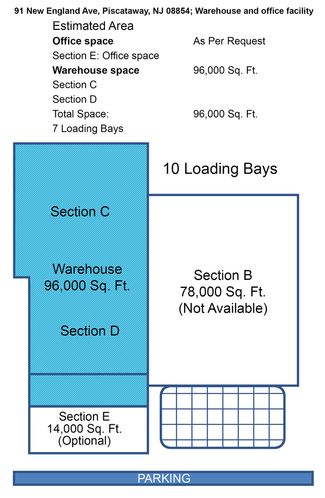 Industrial Space for Sublease: 91 New England Avenue, Piscataway, NJ 08854